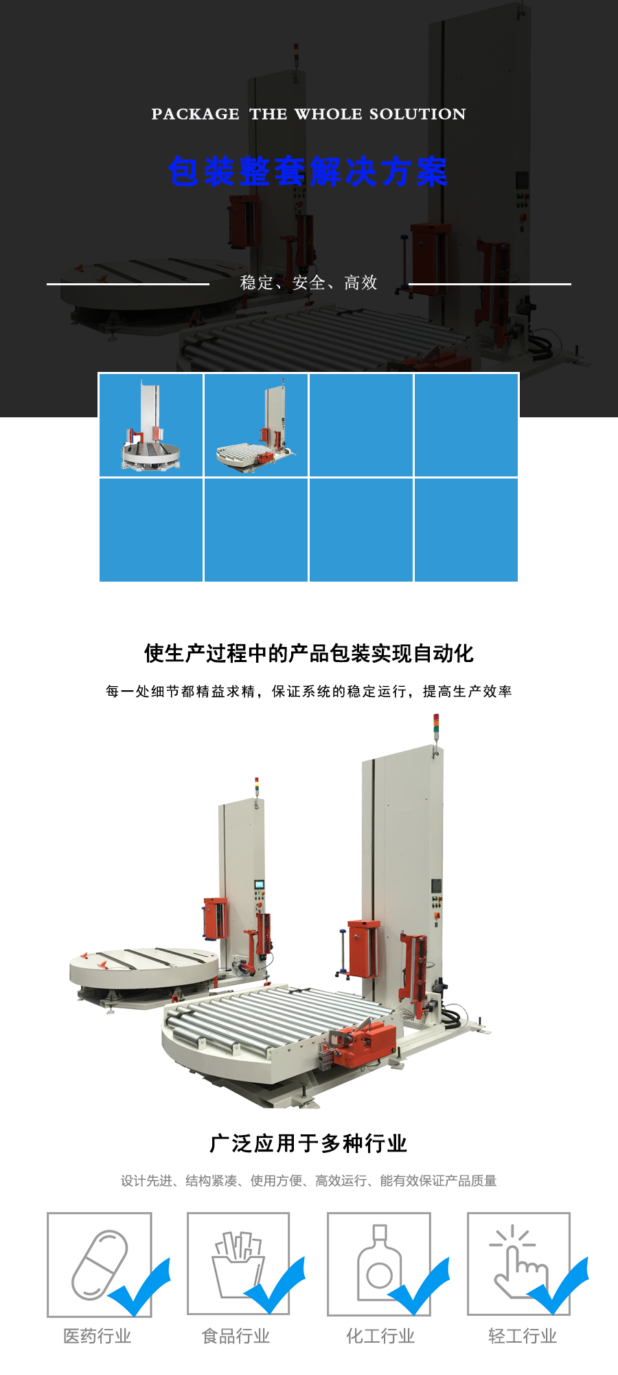 MP303 fully auto conveyorized pallet wrapper(图1)